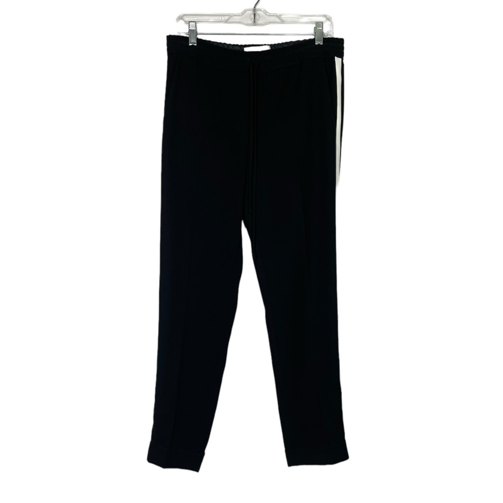 A.L.C. Womens Tuxedo Stripe PULL ON CREPE TRACK PANTS Black Slate Size S